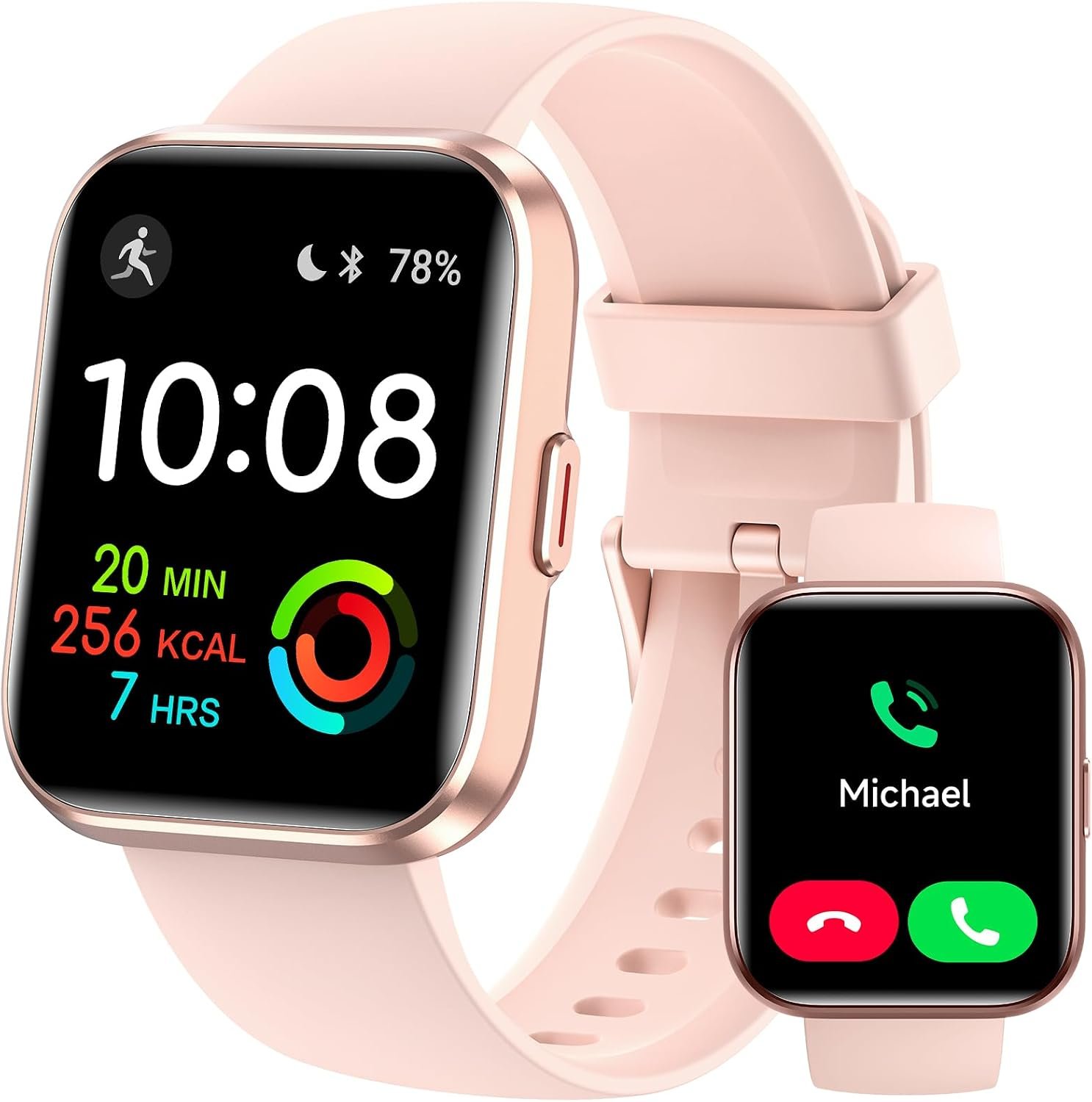 Smart Watch for Women with Call, 1.8″ Touch Screen Fitness Tracker,2 Bands
