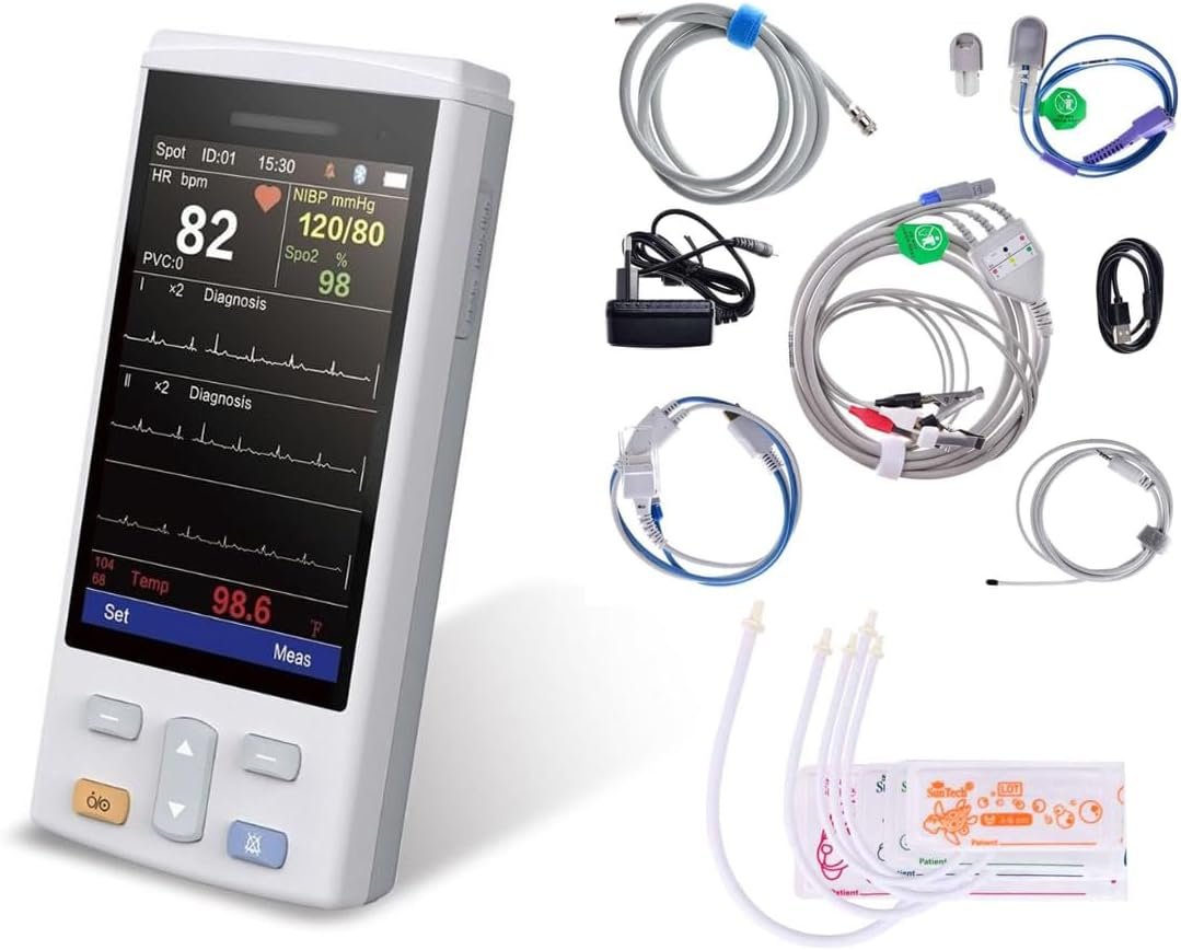 M6 4.3 inch Portable Veterinary Multiparameter Monitor with SPO2, ECG,NIBP, Temp, RESP and PR for Dogs, Cats and Horses etc.
