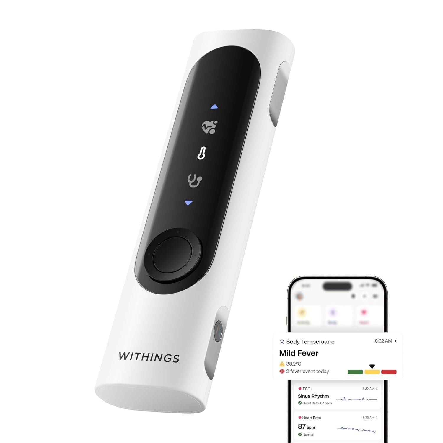 WITHINGS BeamO – Contactless Smart Thermometer, ECG Monitor, Stethoscope