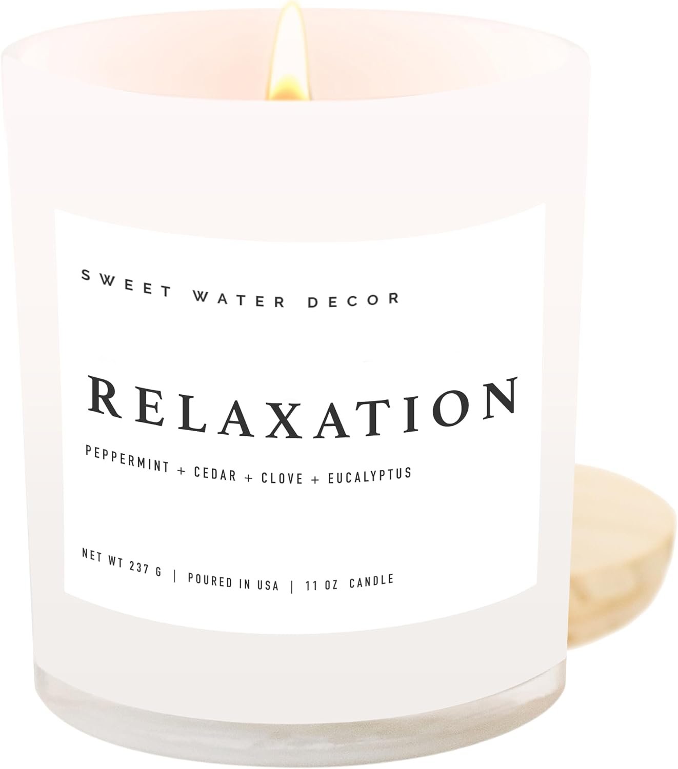 Sweet Water Decor Relaxation Candle – Peppermint, Clove, Cedar, Eucalyptus Scented Aromatherapy Candle – 11oz Jar Candle with Wood Lid, 50+ Hour Burn Time, Made in the USA – Spa Candle for Spring