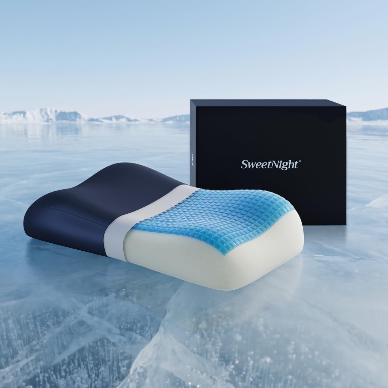 Sweetnight CoolNest Cooling Pillow Standard Size 1 Pack, Cool Bed Soft Pillows for Hot Sleepers, CertiPUR-US Memory Foam Pillows, Two Heights Pillow for Neck Support, Hot, Combination Sleepers