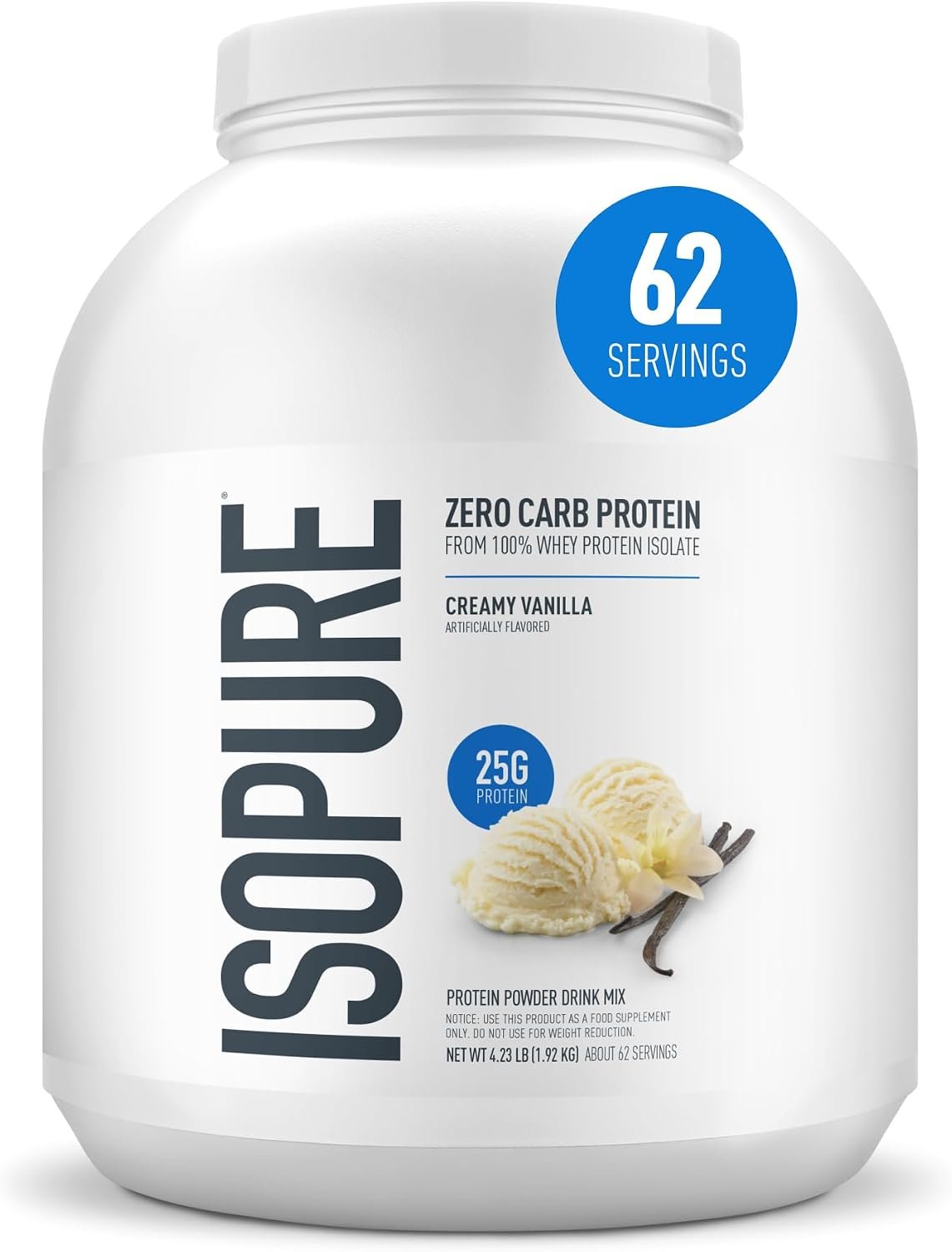 Isopure Zero Carb Whey Isolate Protein Powder, Creamy Vanilla 4.5 LB