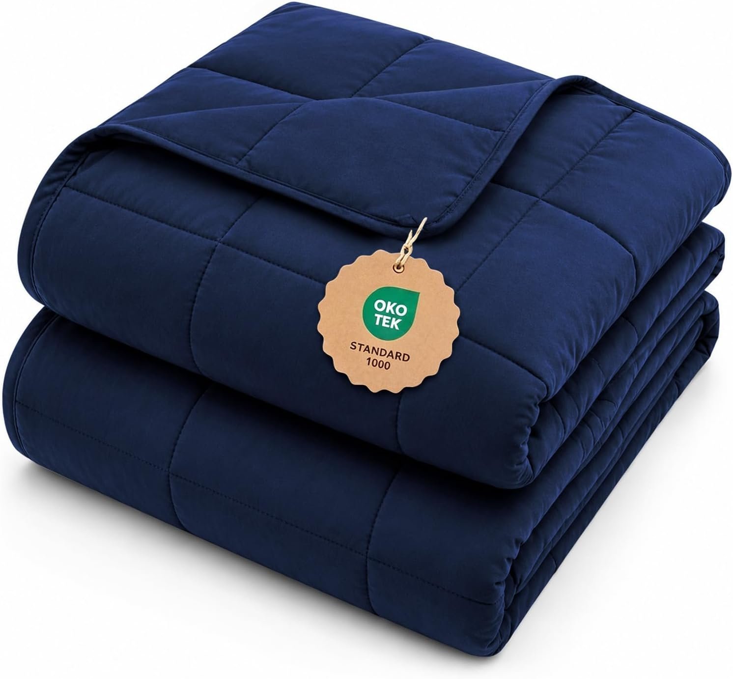 L’AGRATY Weighted Blanket for Adults 15lbs, 48″x72″, Navy Twin Full Size Heavy Throw Blanket, Cooling, Breathable, Microfiber with Glass Beads, Big, Washable, All-Season