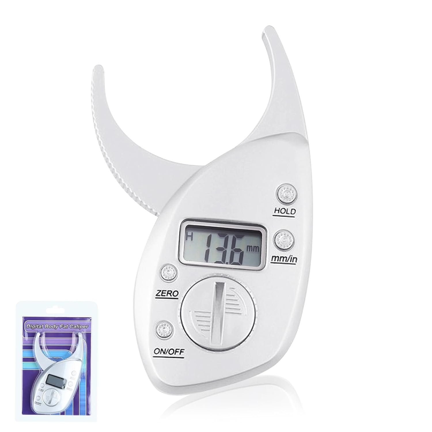 Digital Body Fat Caliper with LCD Display – Skinfold Fat Measurement Tool for Arms, Chest, Waist & Thighs – 0-50mm Range, High Accuracy Fitness Tracker for Home Gym & Personal Trainer Use
