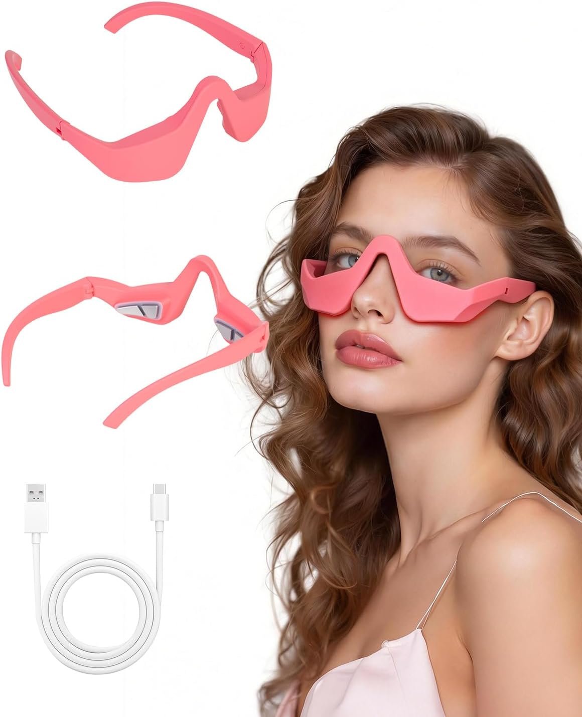 UTK Under Eye Red Light Therapy Device, 630nm Red Light Glasses, Rechargeable & 39g Ultra-Light, Gift for Women and Men