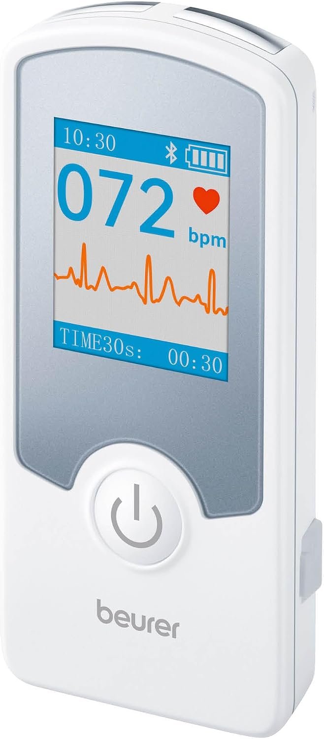 Beurer Cardio Companion EKG Monitor – 3-Lead Portable ECG Machine, Detects Irregular Heart Rhythms, Fast Results in 30 Seconds, Bluetooth with App, Rechargeable Battery, ME75