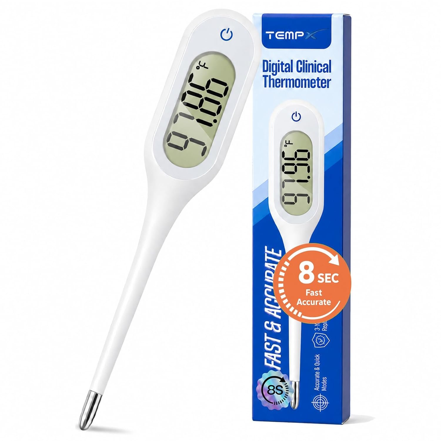 8 Seconds Basal Thermometer for Adult & Kids, Accurate & Safe Thermometer