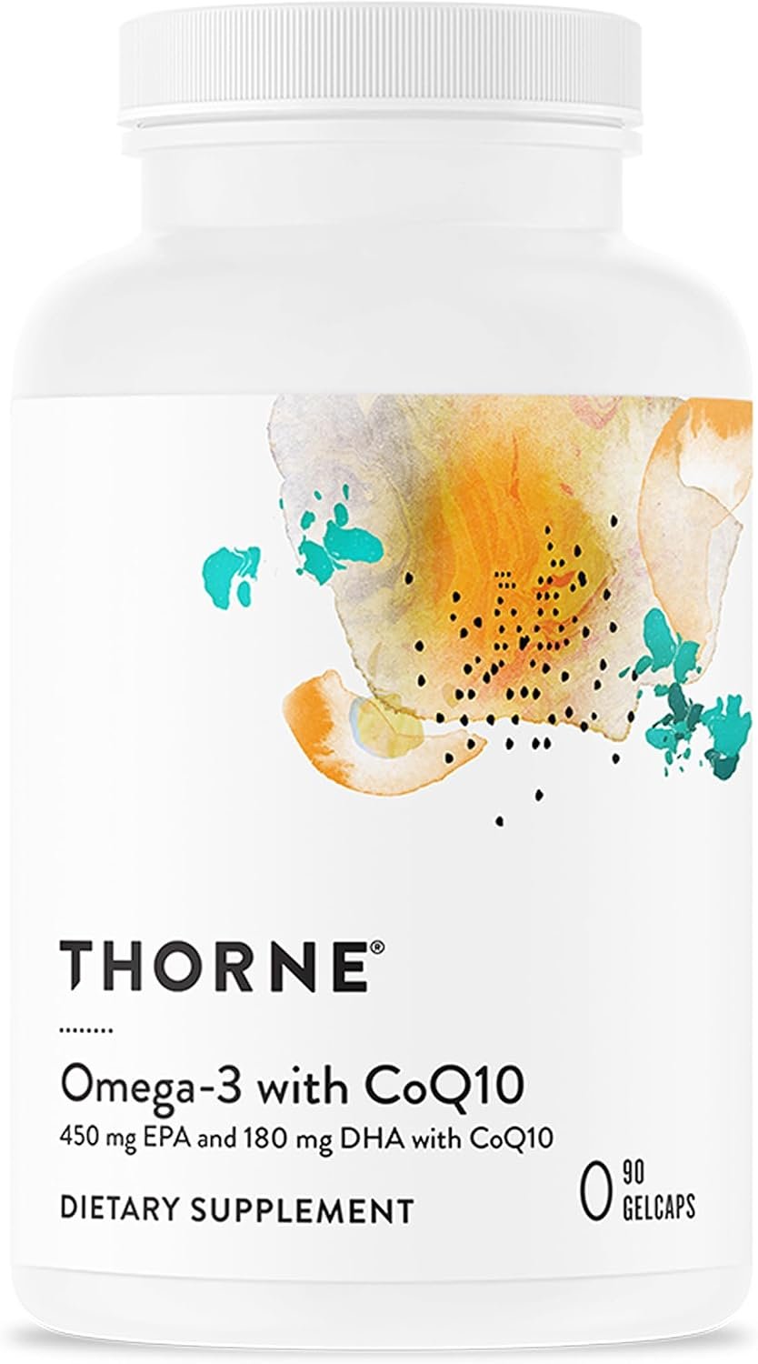 THORNE Omega-3 with CoQ10, Fish Oil Supplement with EPA & DHA, 90 Softgels