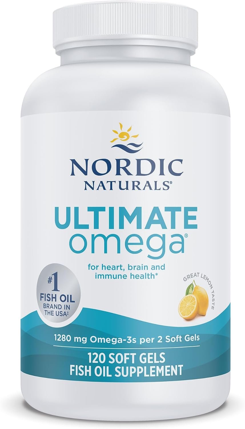 Nordic Naturals Ultimate Omega, 1280 mg Omega-3 Fish Oil, Lemon – 120 Count