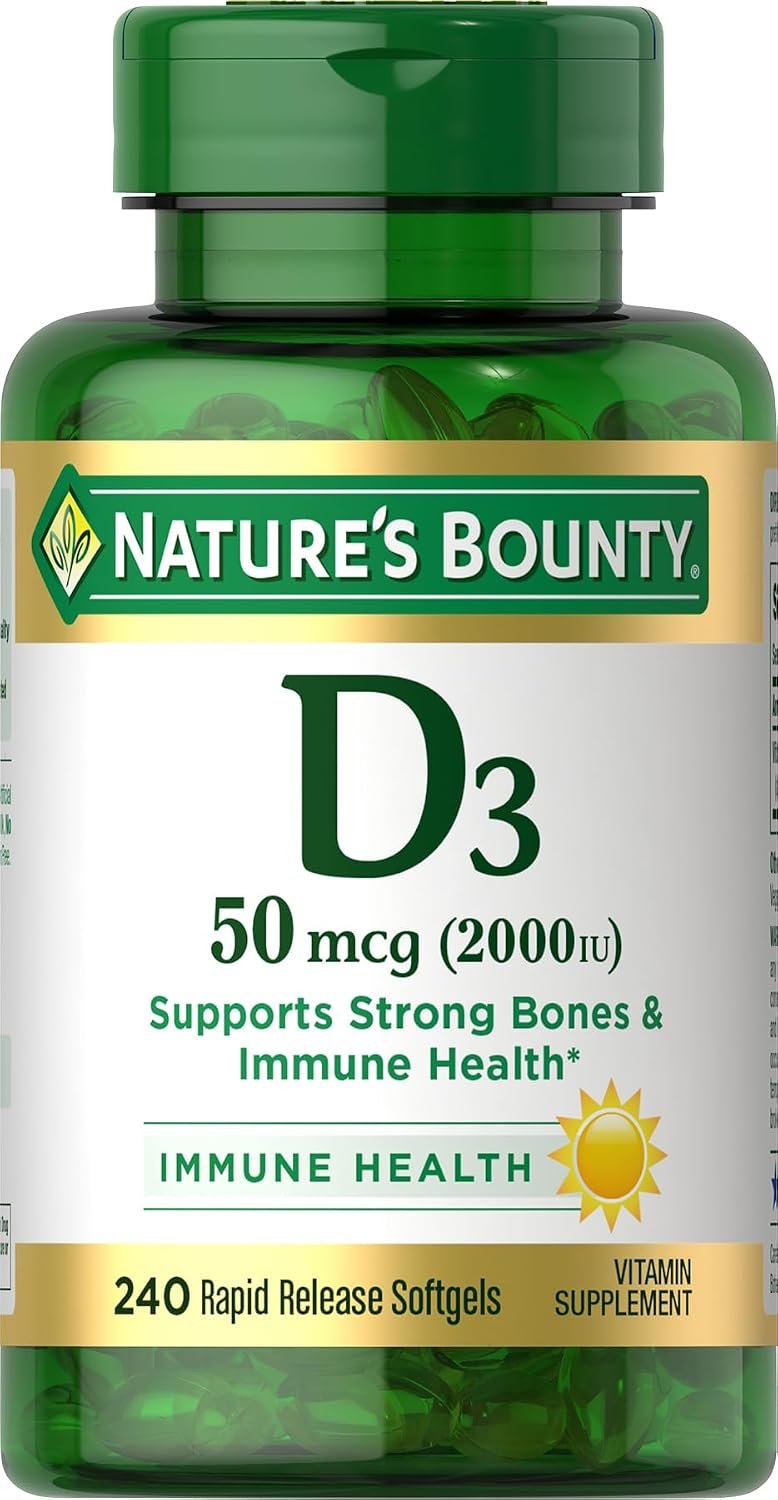 Nature’s Bounty Vitamin D3 2000 IU, Immune and Bone Support, 240 Softgels