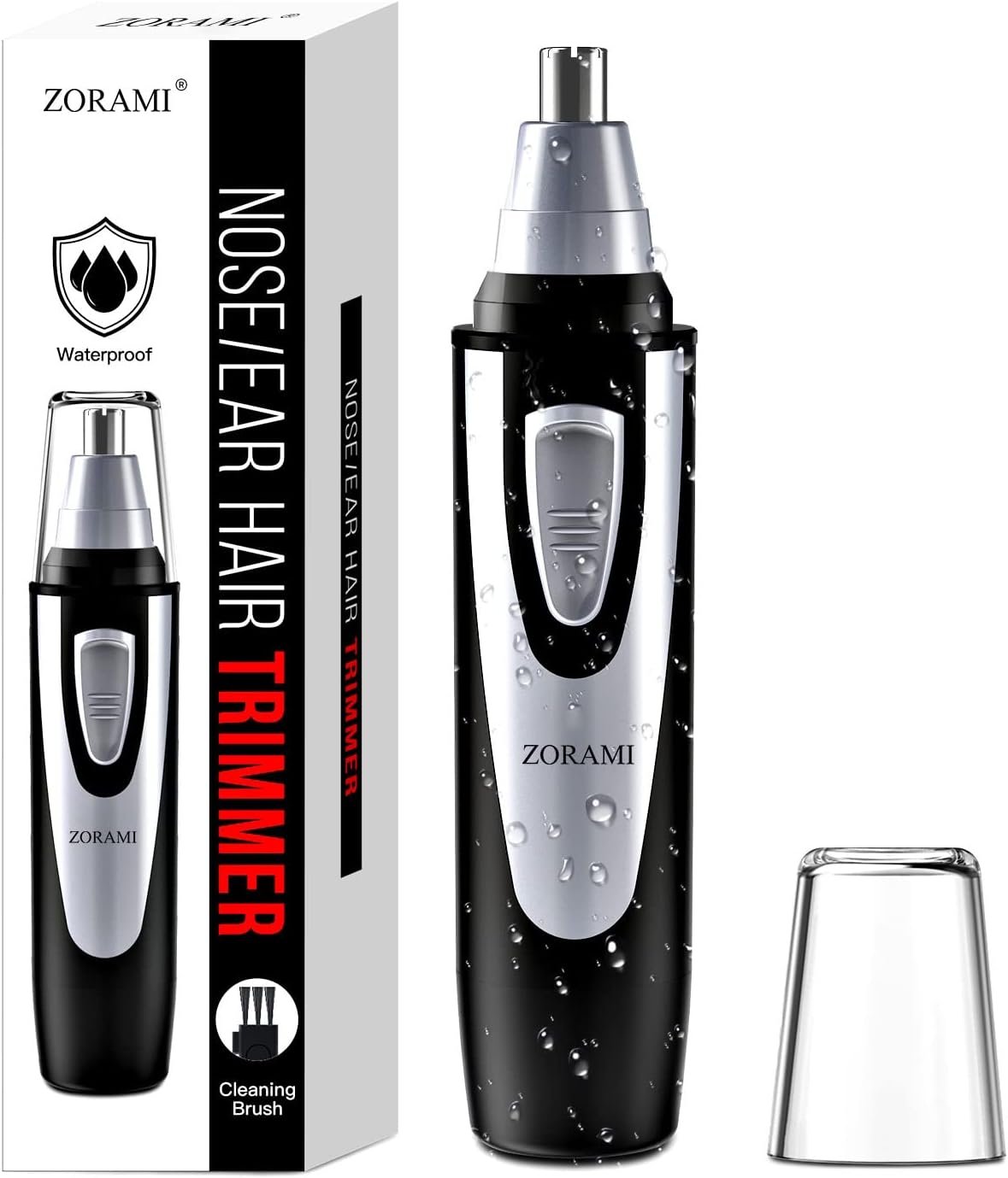 Ear and Nose Hair Trimmer Clipper – 2026 Professional Painless Eyebrow & Facial Hair Trimmer for Men Women,Battery-Operated Trimmer with IPX7 Waterproof,Dual Edge Blades for Easy Cleansing Black