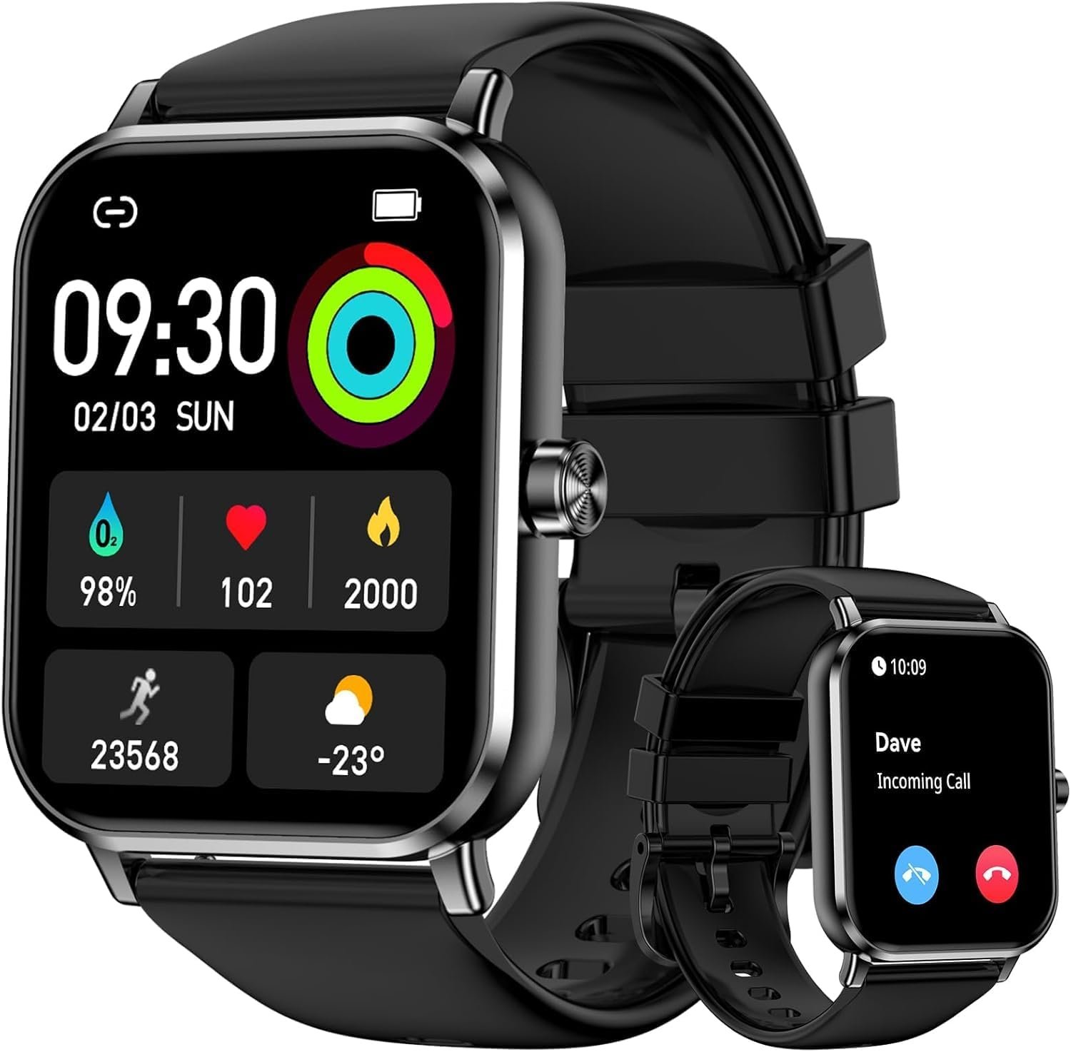 Smart Watch for Men Women, 1.83″ HD Touchscreen Fitness Tracker, Smartwatch with Bluetooth Calling, 130+ Sports Modes, Heart Rate Sleep Step Monitor, IP68 Waterproof for iOS & Android