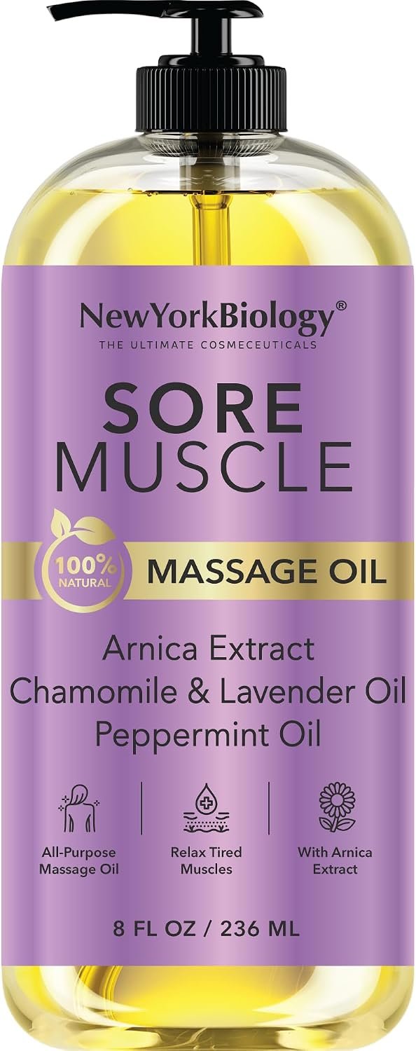 New York Biology Sore Muscle Massage Oil – 8 Fl Oz