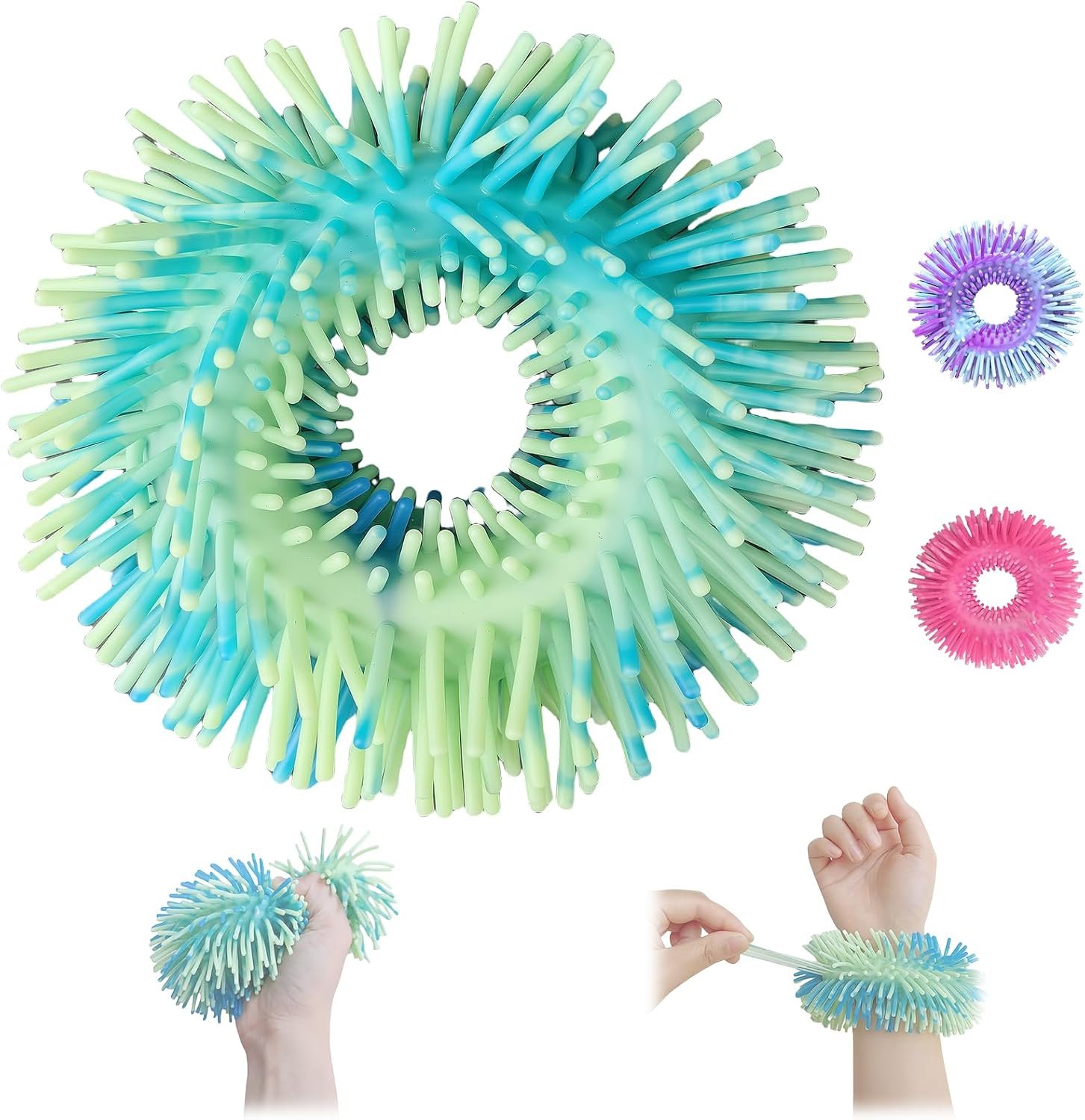 Skin Picking Fidget Toys, Sensory Bracelet for Trichotillomania Relief, Stretch Bracelet Picking Fidget Finger Toys Anxiety Relief (Green)