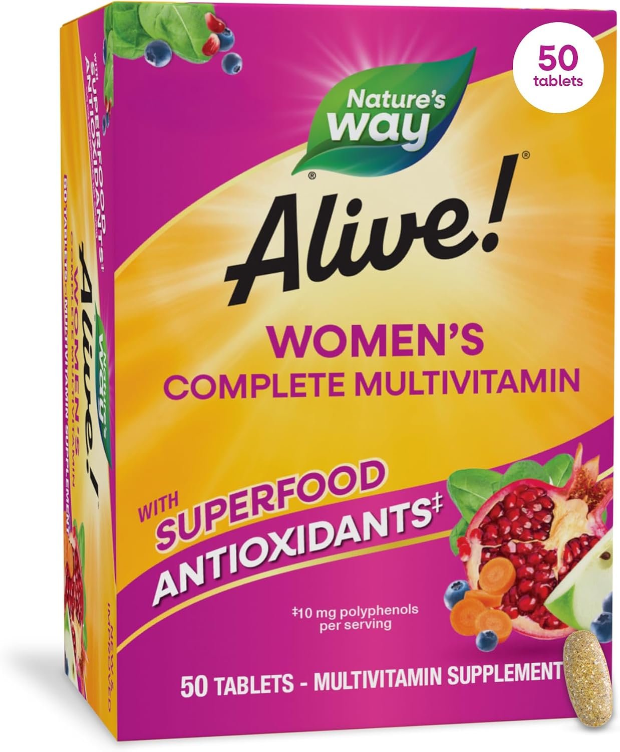 Nature’s Way Alive! Complete Multivitamin for Women, Daily Vitamin, 50 ct