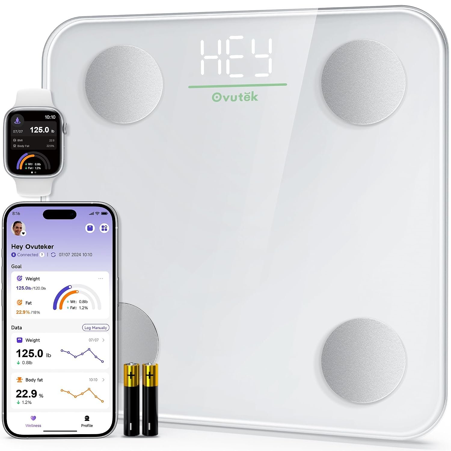 Ovutek Smart Scale for Body Weight Digital Bathroom Scale with BMI Body Fat
