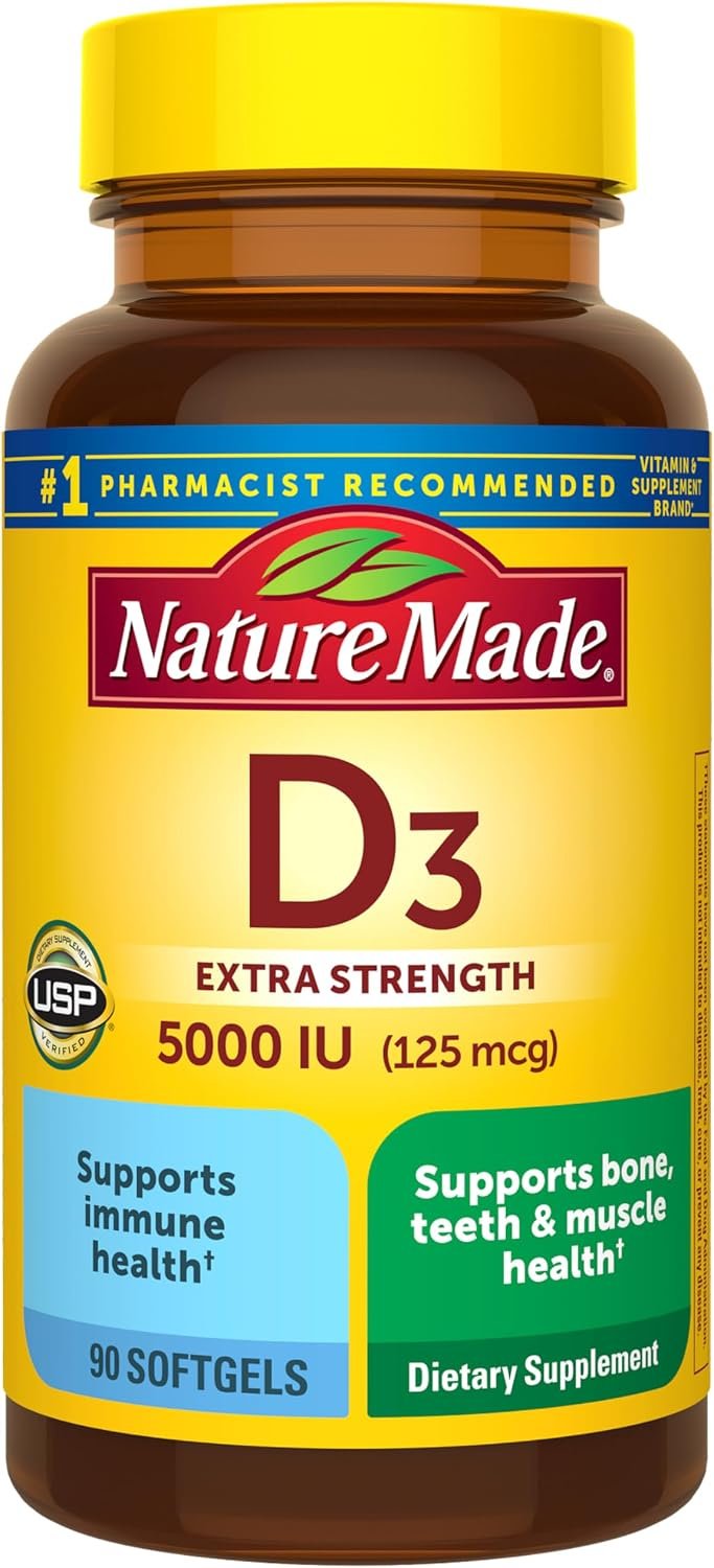 Nature Made Vitamin D3 5000 IU (125 mcg), 90 Vitamin D Softgels