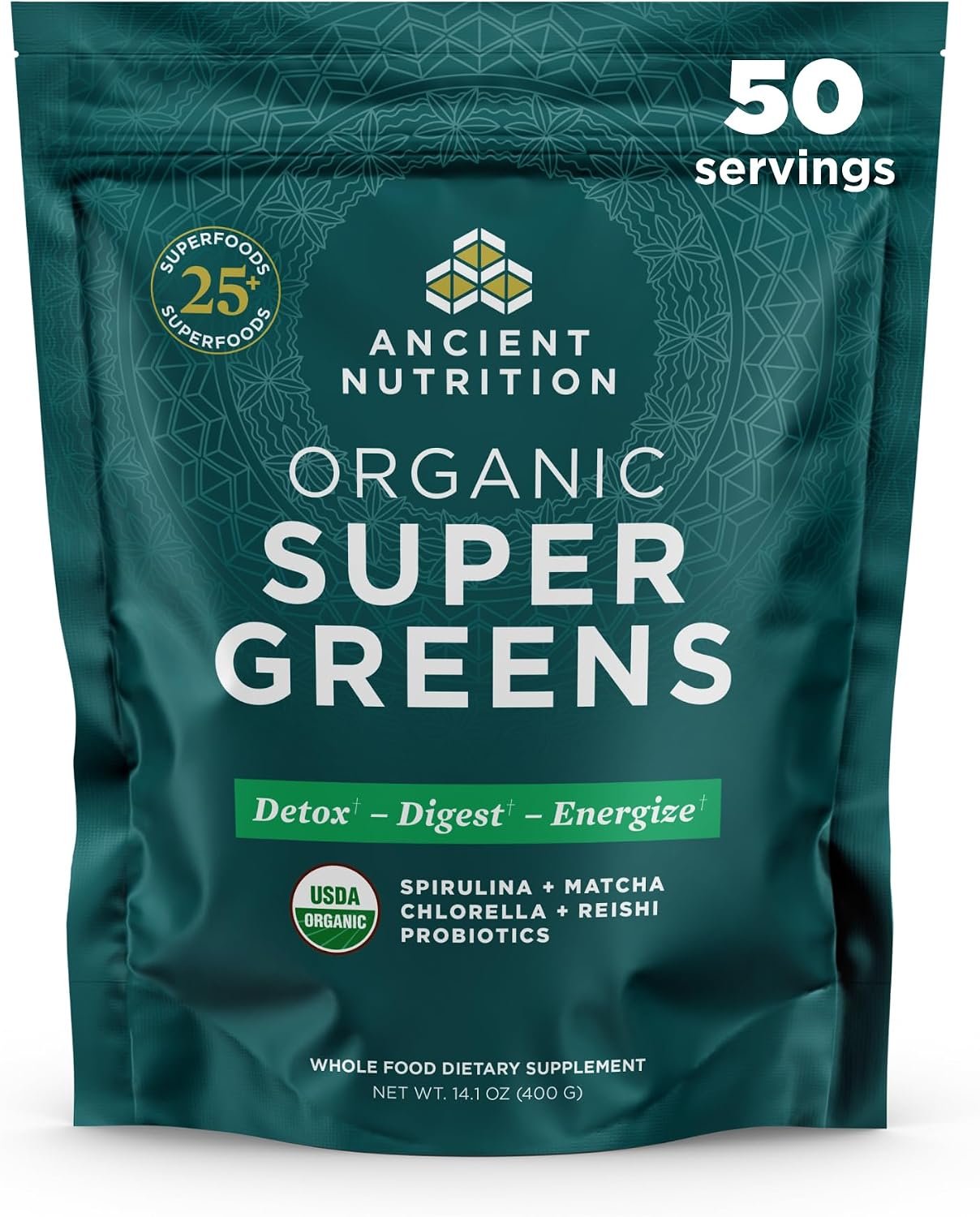 Ancient Nutrition Organic Super Greens Powder, Probiotics, Spirulina