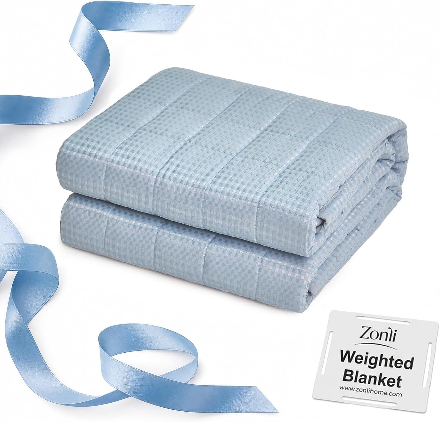 ZonLi Waffle Weighted Blanket for Adults, Small-Grid Quilted, 60×80, 15lbs