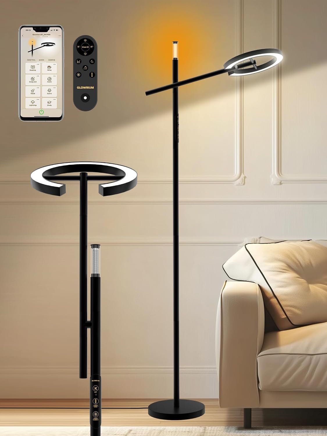 10000 Lux Light Therapy Lamp, Smart Floor Sunlight Lamp, Happy Therapy Lamp