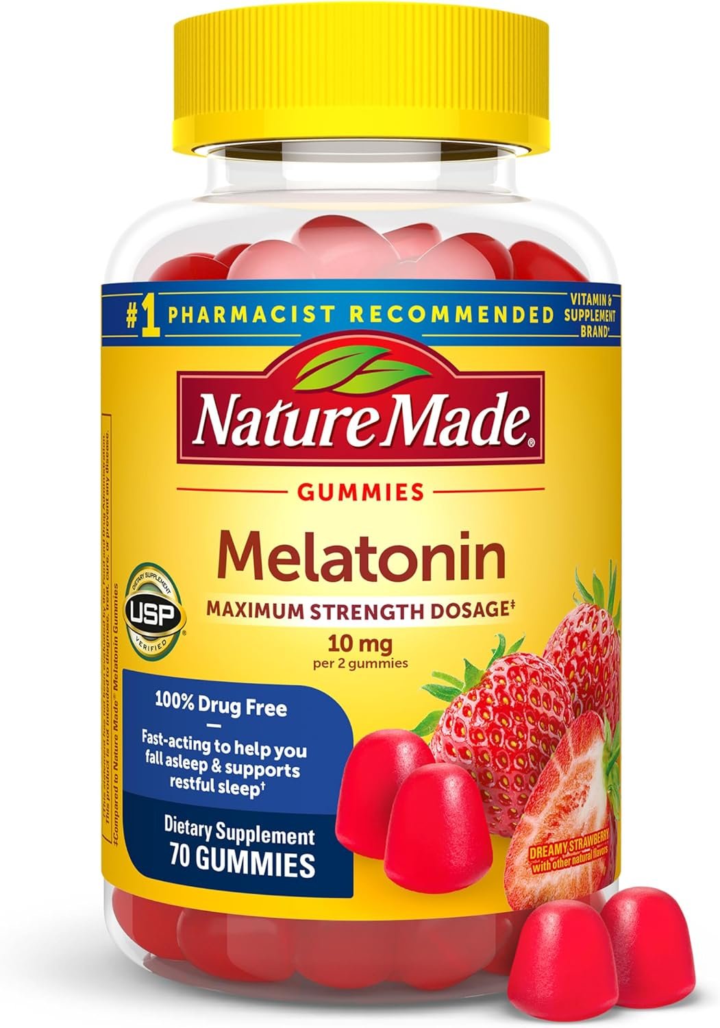 Nature Made Melatonin 10 mg per Serving Gummies, 70 Melatonin Gummies