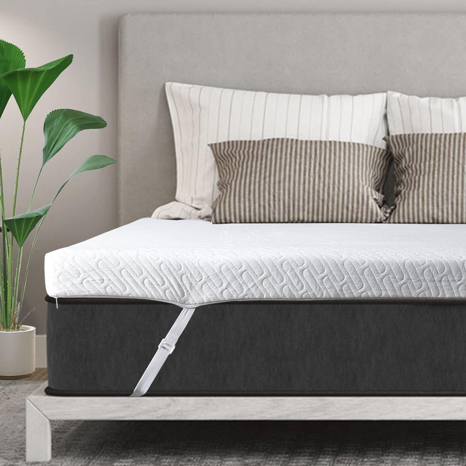 VALUXE 3 Inch Gel Memory Foam Mattress Topper Twin XL Size High Density Cooling Pad Pressure Relief Bed Topper (with Removable & Washable Bamboo Cover)