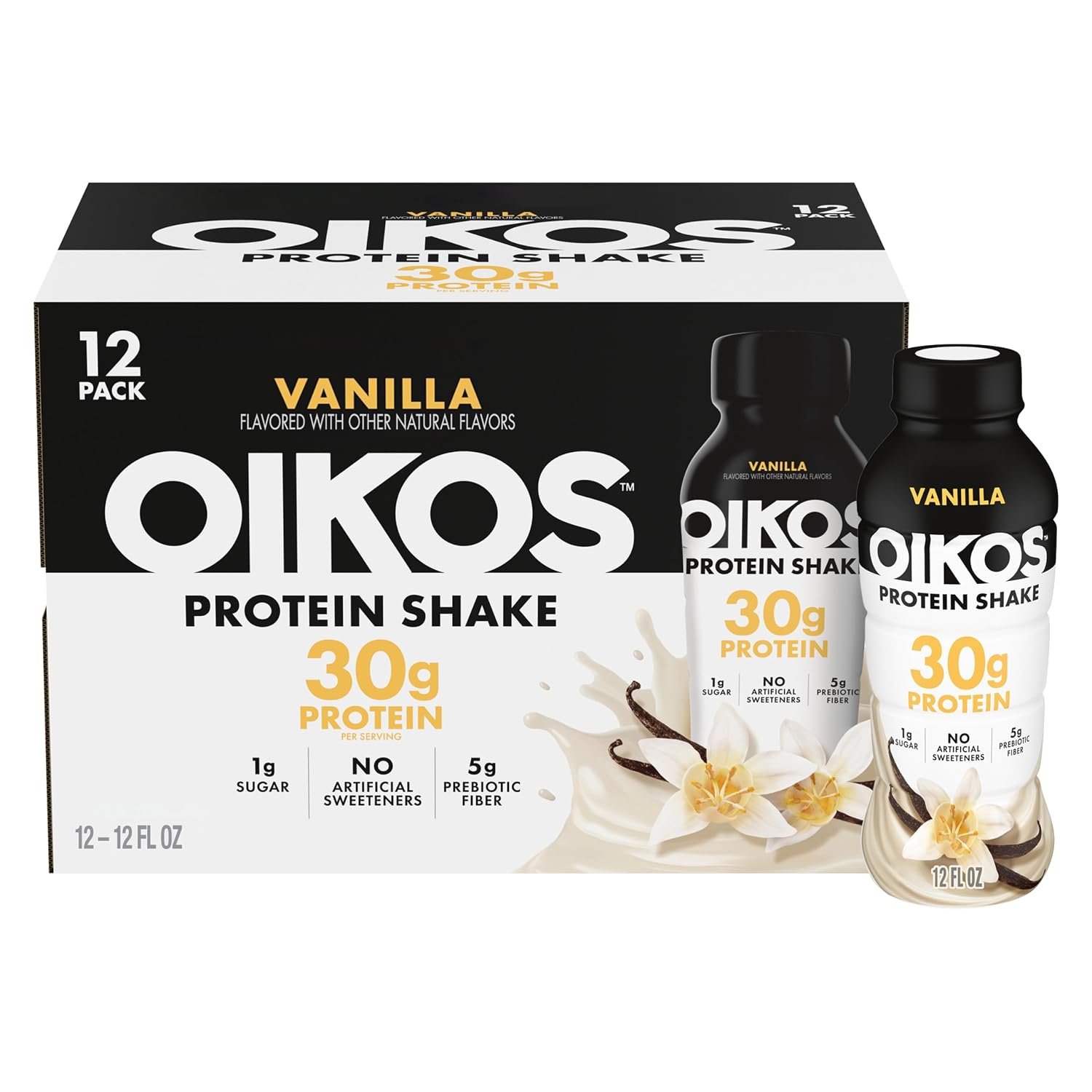 Oikos Protein Shake, Vanilla, 30g Protein, 12 fl oz, 12 Count