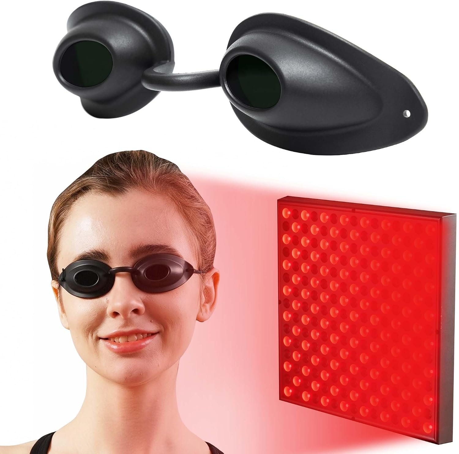 Flexible Red Light Therapy & IPL Goggles, UV/Tanning/Hair Removal, Blocks 200-2000nm, Adjustable Strap & Case