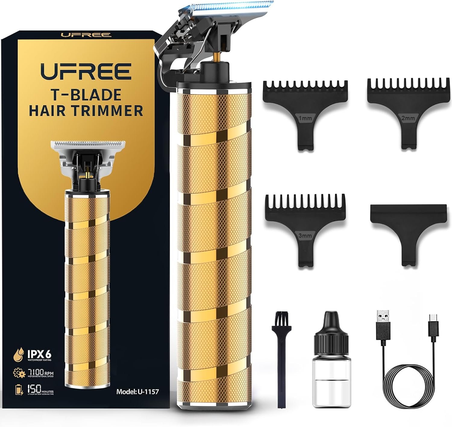 Ufree Beard Trimmer for Men, T-Blade Hair Trimmer, Zero Gap Edger Clippers