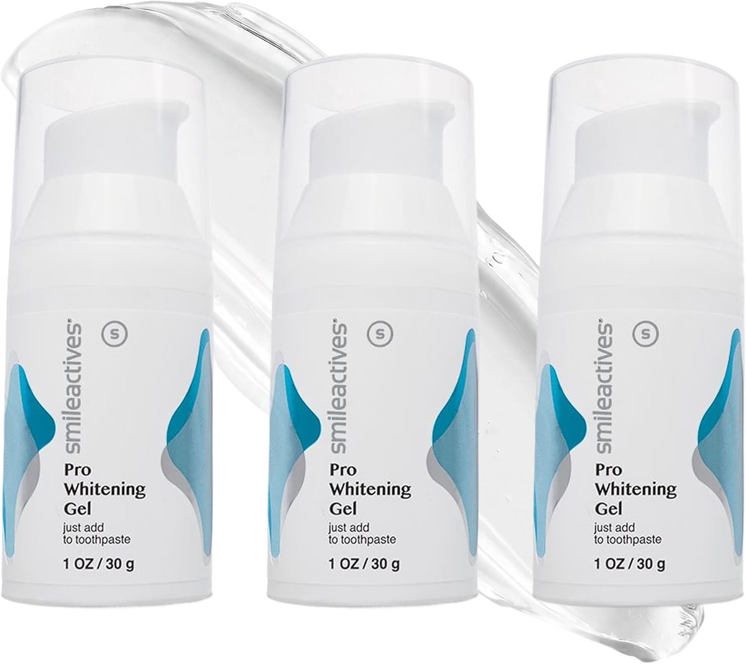 Smileactives Teeth Whitening Gel Hydrogen Peroxide for All Toothpastes, 3pk