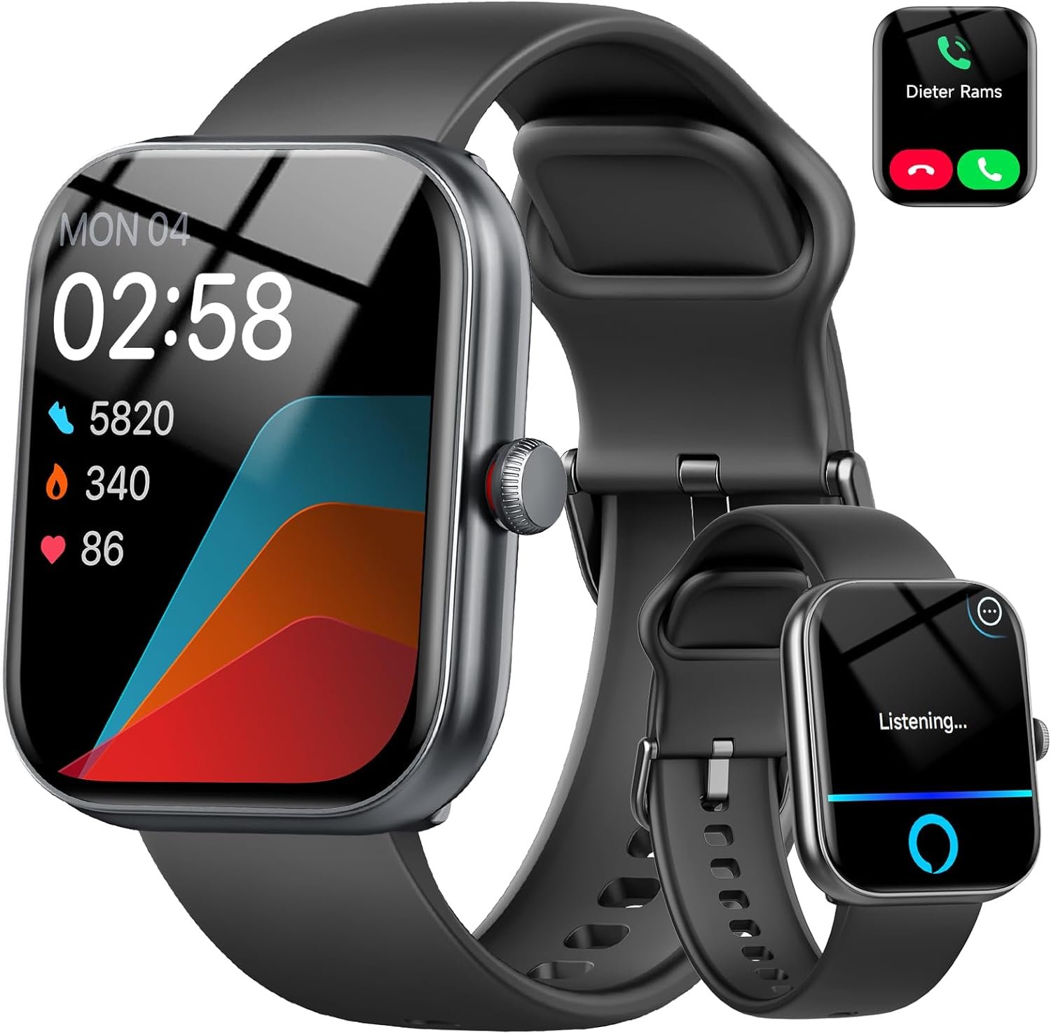 Smart Watch for Women Men, Alexa Built-in, Smartwatch for iPhone & Android Bluetooth Call, 1.91″ HD Fitness Tracker with Heart Rate/SpO2/Sleep Monitor, IP68 Waterproof, Fitness Watch 100+ Sports Modes