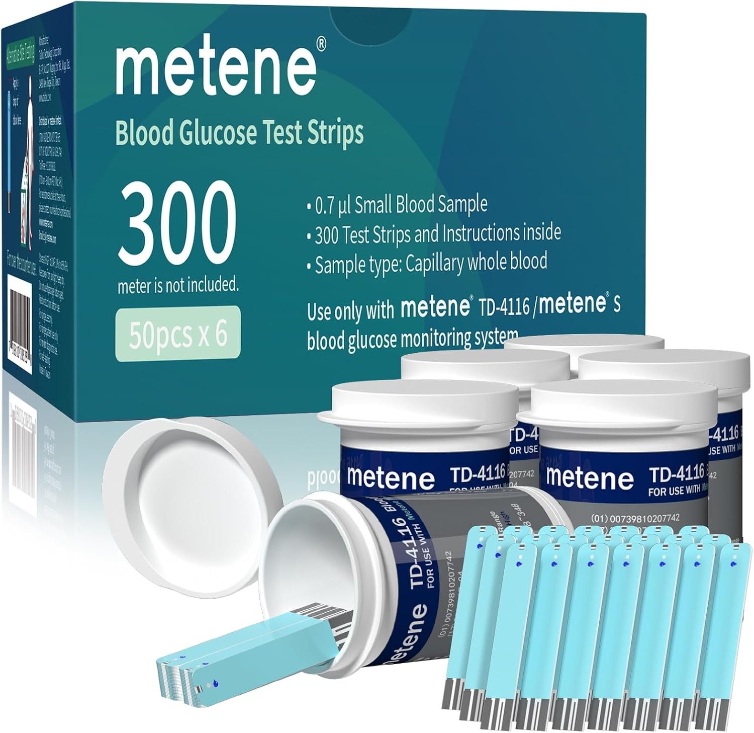 Metene TD-4116 Blood Glucose Test Strips, 300 Count, No Monitor