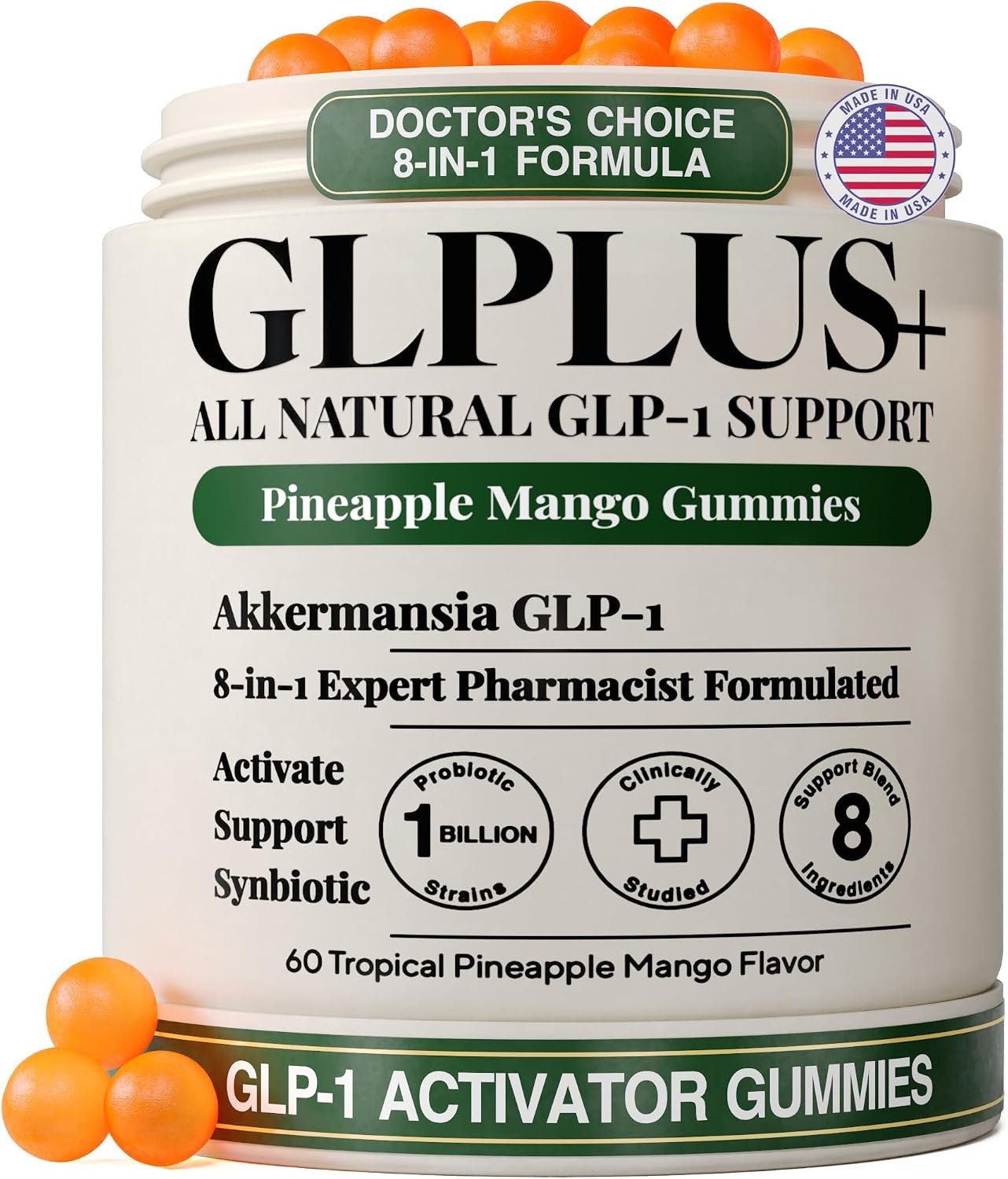 GLP-1 Weight Loss Gummies for Women & Men, 8-in-1 Akkermansia Probiotic
