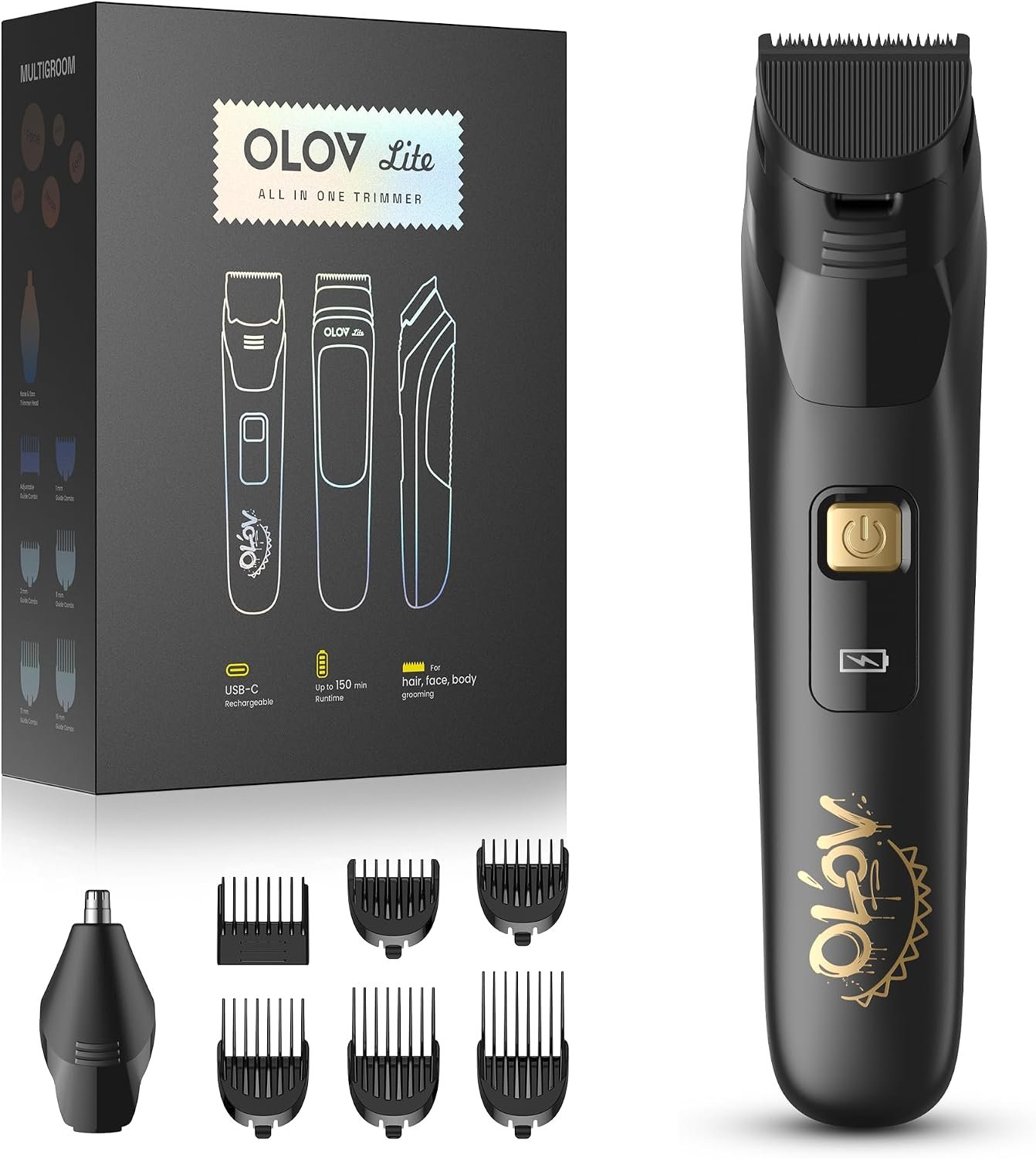 Electric Beard Trimmer for Men,Nose Hair Trimmer & Men’s Electric Razor 10-in-1 Grooming Kit Cordless Shaver Gift-Ready for Men(Black)
