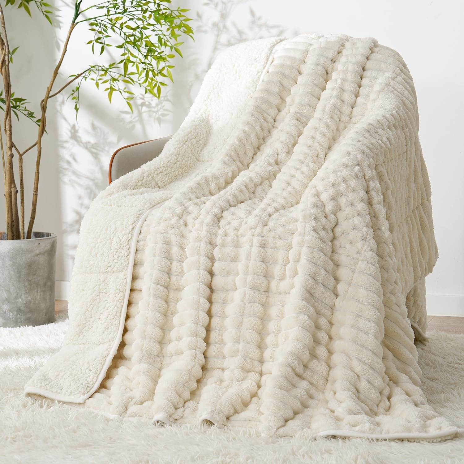 Topblan Weighted Blanket for Adults Queen Size 60 x 80 15lbs, Sherpa Fleece