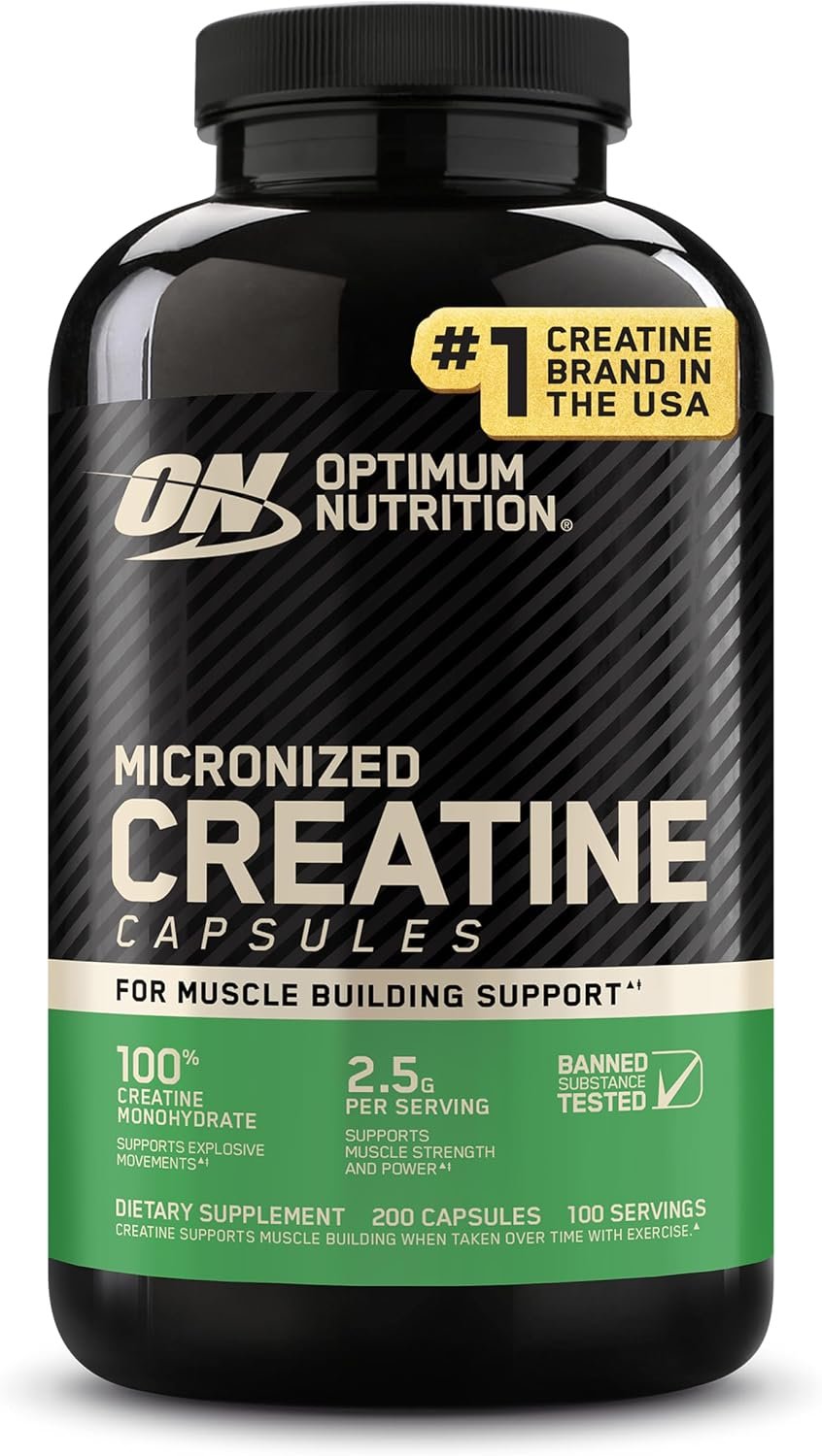 Optimum Nutrition Micronized Creatine Monohydrate Capsules, 200 Ct