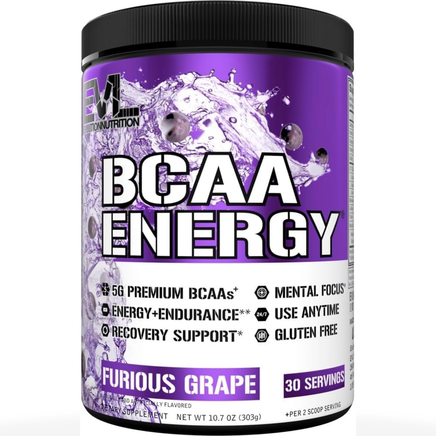 EVL BCAA Energy Pre Workout Powder with Natural Caffeine – Furious Grape