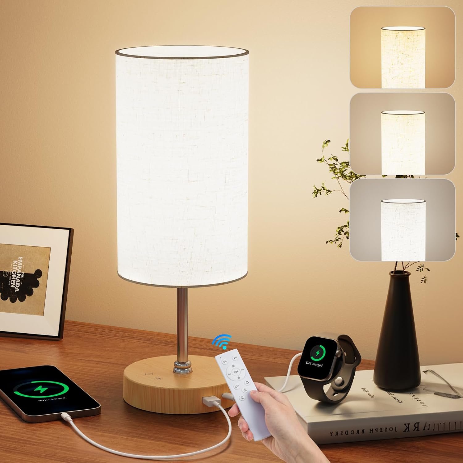 NIORSUN Light Therapy Lamp,10000 Lux Sun Lamp with Remote,3 Color Temperatures & Stepless Dimming,Happy Sunlight Lamp with USB C & A Ports,UV-Free Full Spectrum Light for Home, Office