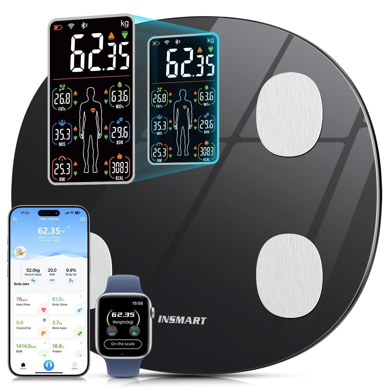 INSMART Smart Scale for Body Weight, Body Fat Scale, All-in-one LCD Display
