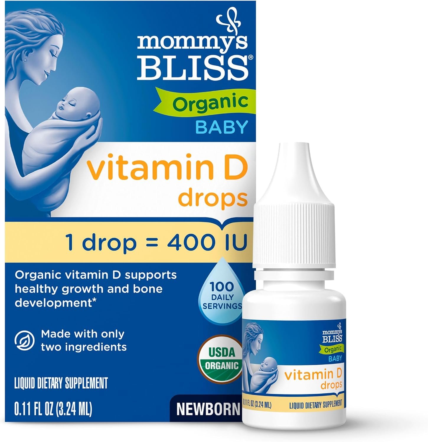 Mommy’s Bliss Organic Baby Vitamin D Drops, No Artificial Color, 0.11 Fl Oz