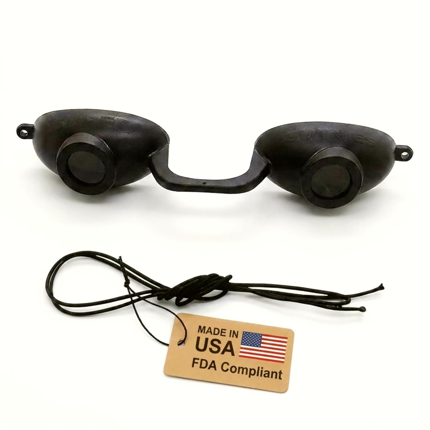 Super Sunnies Flexible UV Eye Tanning Bed Goggles w/Strap – Black