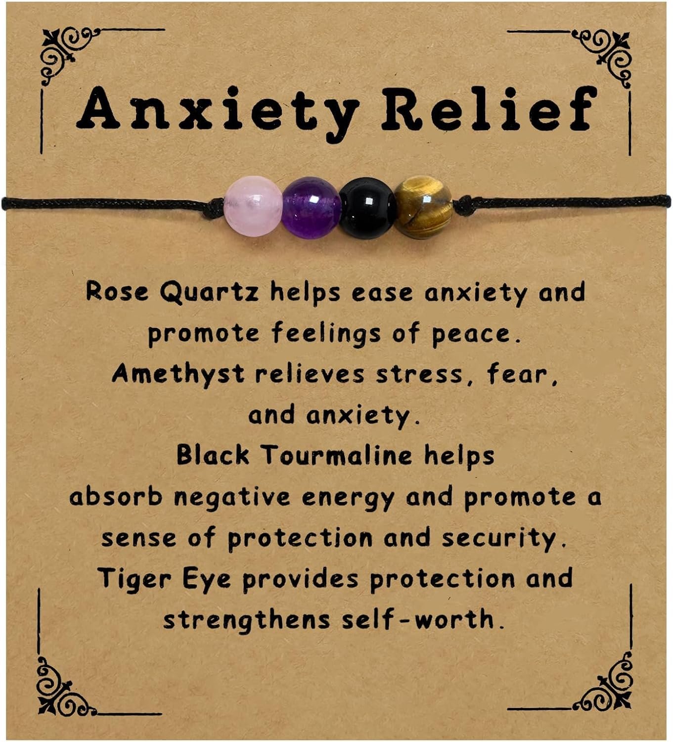 Nanafast Anxiety Relief Bracelet for Women Natural Healing Crystal Bracelets Adjustable Amethyst Beaded Bracelet Anxiety Relief Items with Message Card