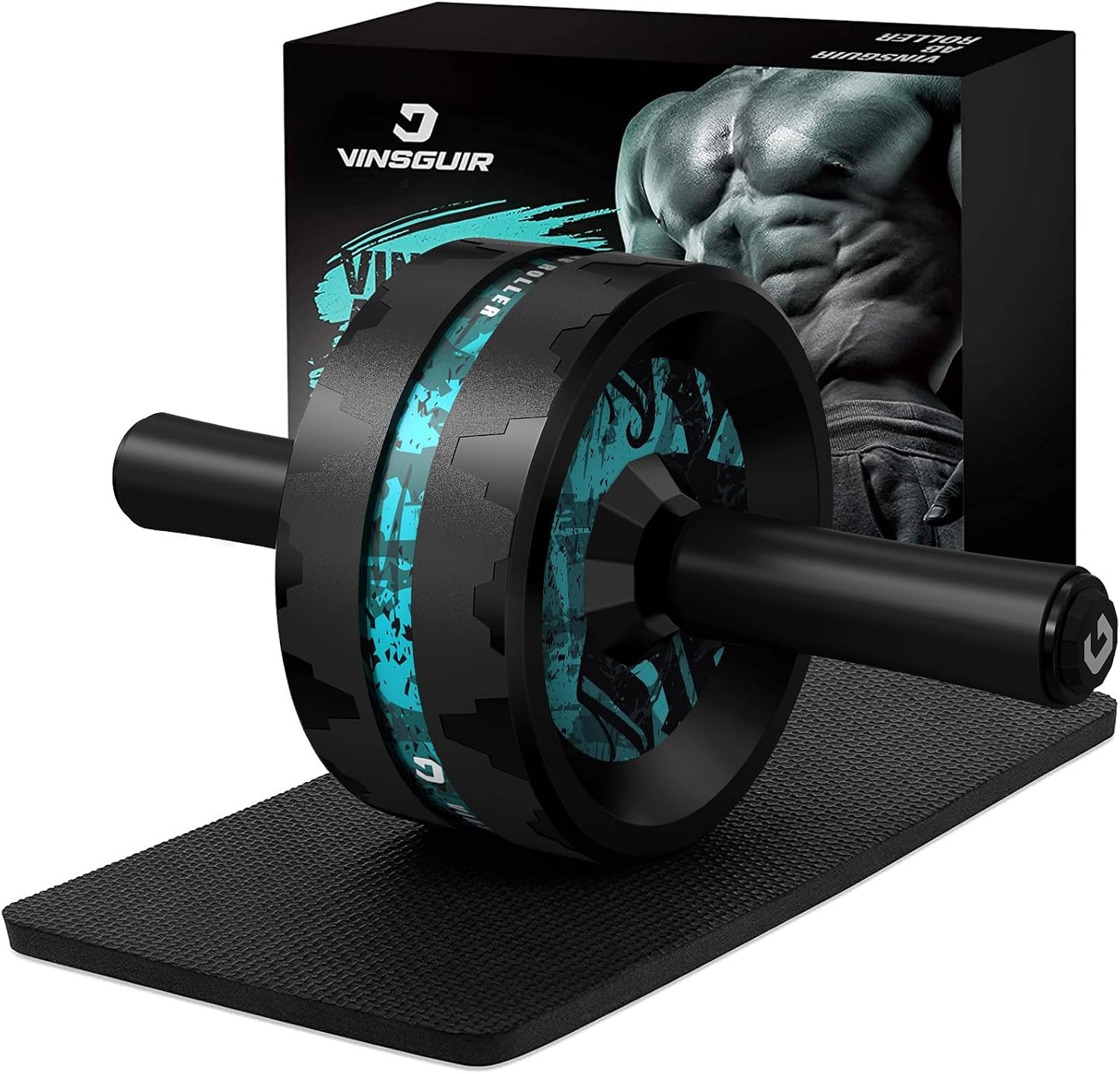 VINSGUIR Ab Roller Wheel, Abs & Core Workout Equipment for Home Gym with Knee Pad Accessories, Abdominal Wheel for Full-body Strength Training