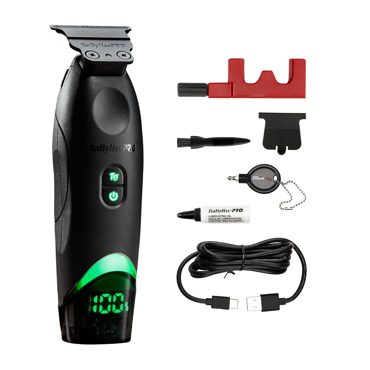 BaBylissPRO Mustache Trimmer & Beard Trimmer for Men with a Deep-Tooth Titanium T-Blade and 3-Hour Runtime for Professional Precision