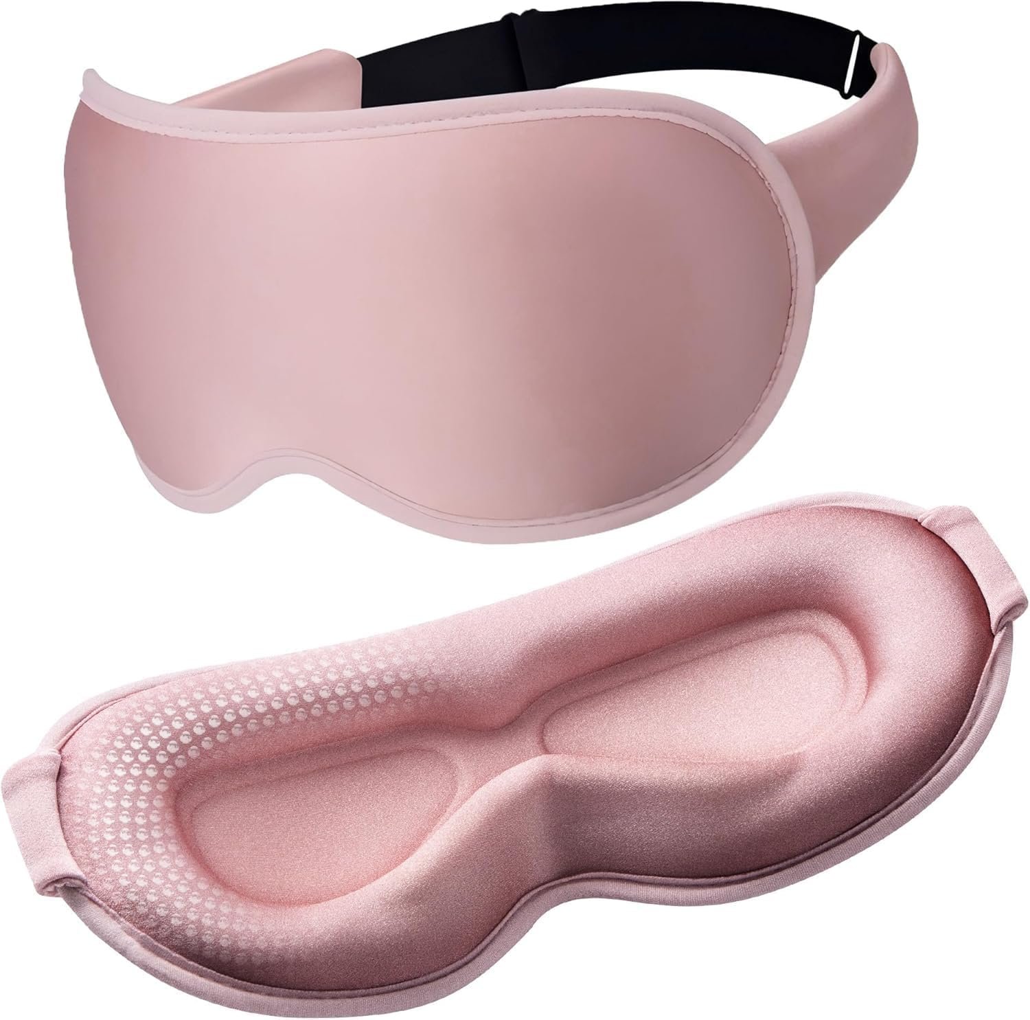 Pink Blackout Weighted Eye Masks for Sleep & Airplane Travel, Silk-Feel