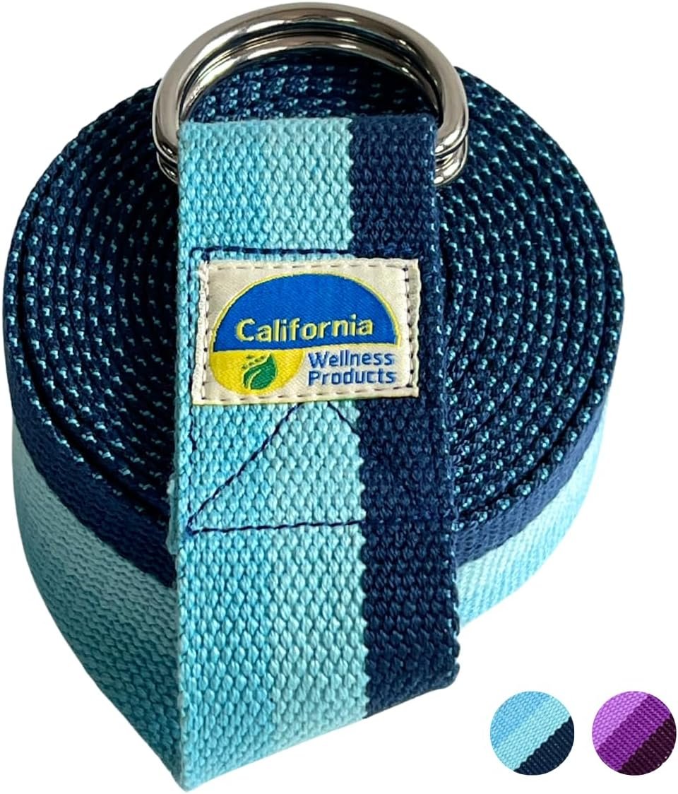 California Yoga Strap | Yoga Belt with Safe Adjustable D-Ring Buckle for Pilates | Stretching Strap | Exercise Bands | Physical Therapy | Improves Sitting Posture