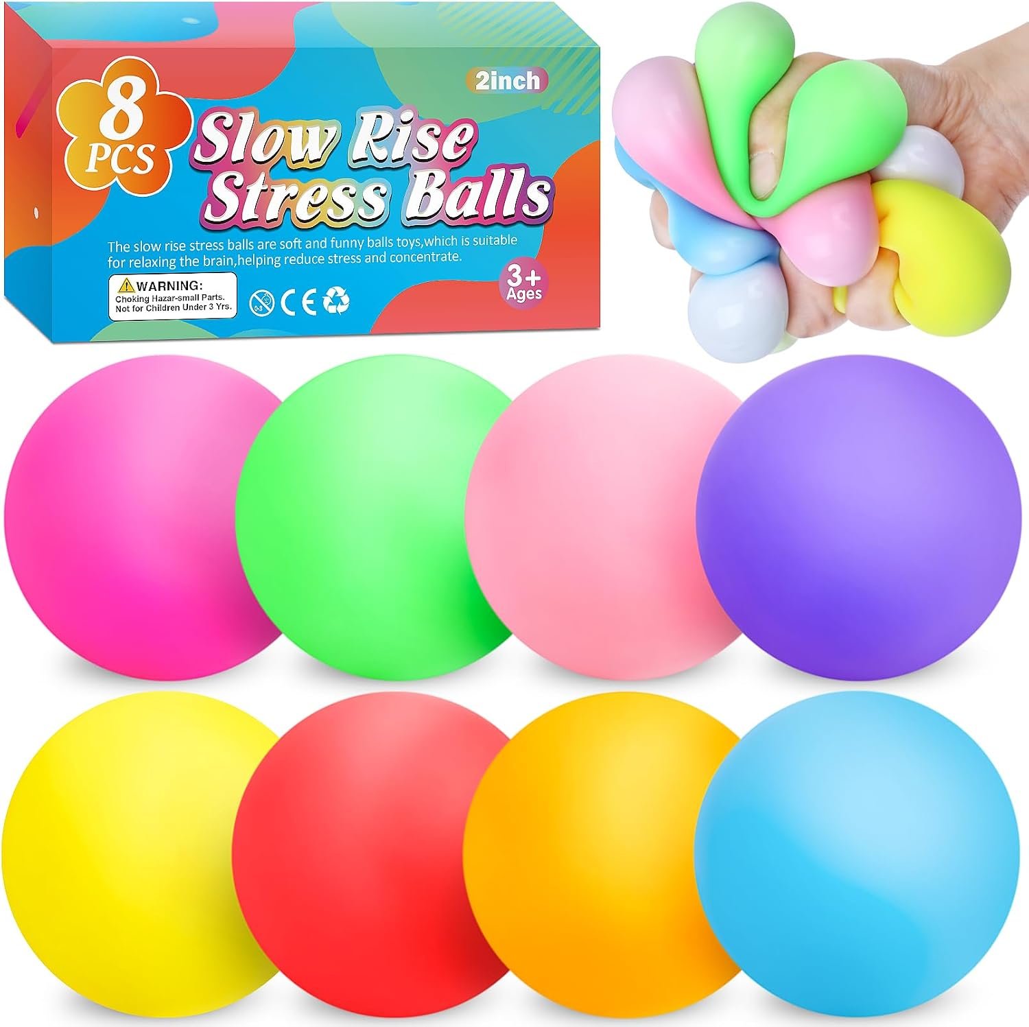 VISCOO 8 Pack Slow Rising Stress Ball,Stress Balls for Adults,Fidget Toys