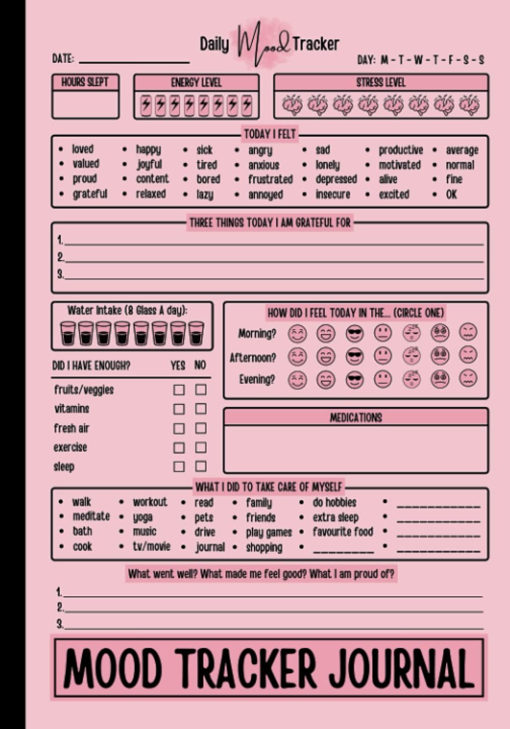 Mood Tracker Journal: Daily Mood Tracker Notebook | Daily Health & Wellness Diary With Prompts | Mental Health Diary | Self Care Journal For Women & Teens Girls