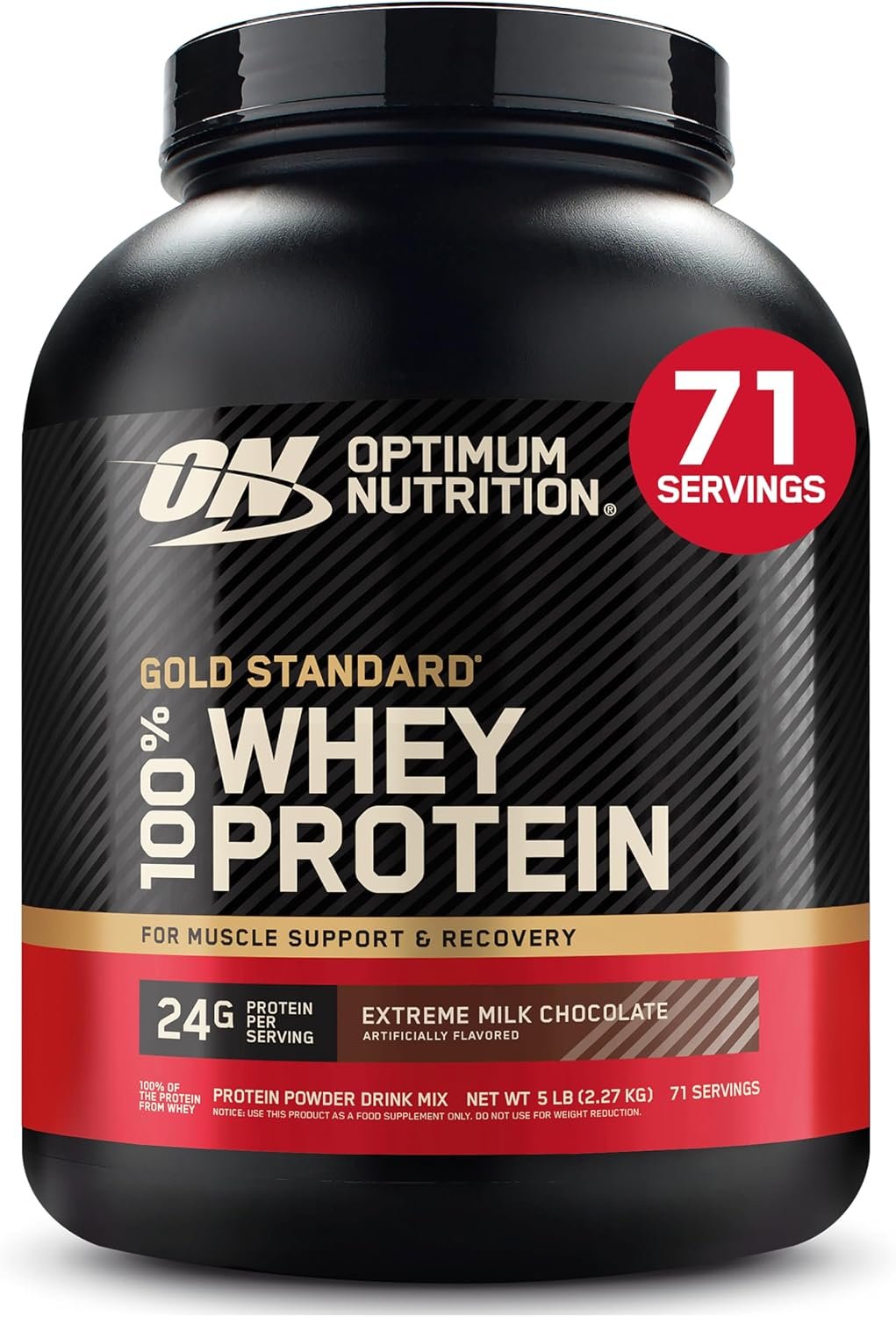 Optimum Nutrition Gold Standard Whey Protein, Extreme Milk Chocolate, 5 LB