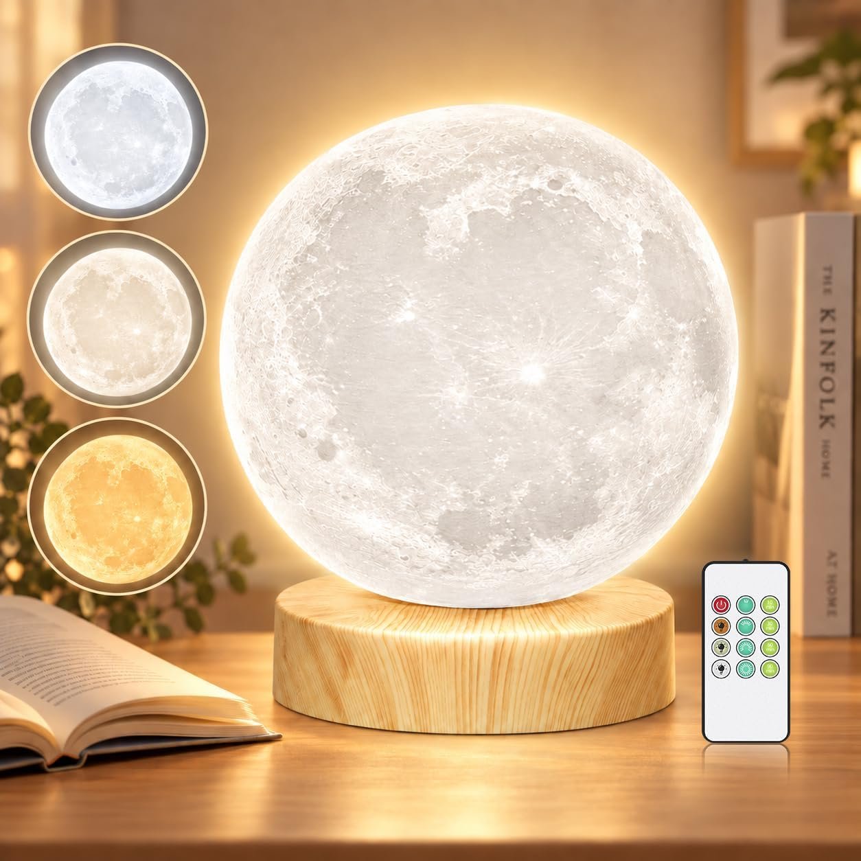 RscCleaner Light Therapy Lamp®, Happy Sun Lamp 10000 Lux with 3 Color Temperatures, Adjustable Brightness,Timer & Memory Function, Happy Sunlight Lamp with Remote Control for Home Office Decoration
